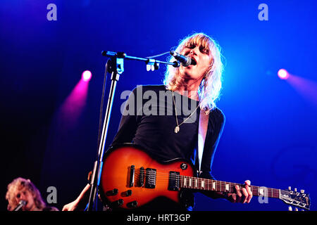 BILBAO, SPAIN - OCT 31: Go Go Berlin (band) live performance at Bime Festival on October 31, 2014 in Bilbao, Spain. Stock Photo