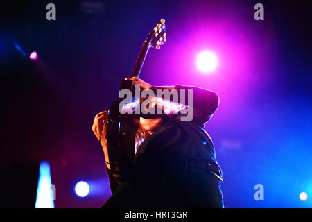 BILBAO, SPAIN - OCT 31: Go Go Berlin (band) live performance at Bime Festival on October 31, 2014 in Bilbao, Spain. Stock Photo