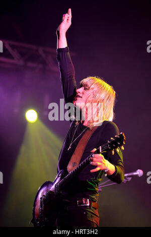 BILBAO, SPAIN - OCT 31: Go Go Berlin (band) live performance at Bime Festival on October 31, 2014 in Bilbao, Spain. Stock Photo