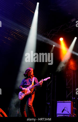 BILBAO, SPAIN - OCT 31: Thurston Moore (band) live performance at Bime Festival on October 31, 2014 in Bilbao, Spain. Stock Photo