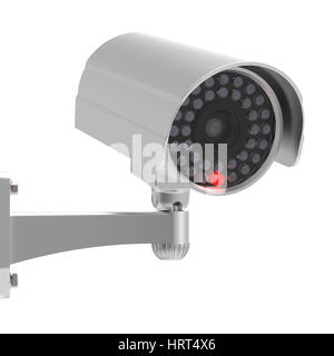 CCTV Security camera on white background 3D rendering Stock Photo