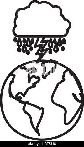 figure earth planet with clouds rainning icon Stock Vector Image & Art ...