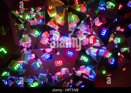 An Artwork by Japanese Artist Tatsuo Miyajima.  The numbers represent people. Stock Photo