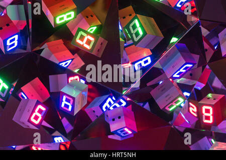 An Artwork by Japanese Artist Tatsuo Miyajima.  The numbers represent people. Stock Photo