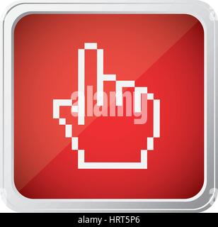 red emblem mouse hand cursor icon Stock Vector