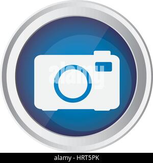blue emblem camera icon Stock Vector
