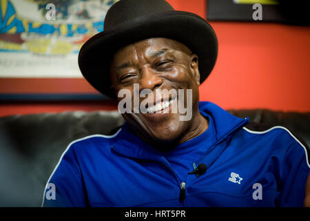 Blues guitarist, singer, and songwriter Buddy Guy at his Chicago club, Legends. Stock Photo