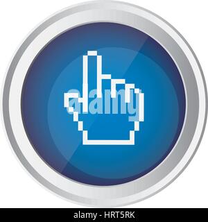 blue emblem mouse hand cursor icon Stock Vector