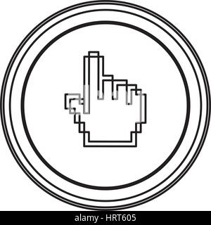contour emblem mouse hand cursor icon Stock Vector
