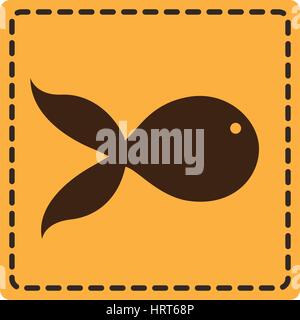 yellow emblem fish icon Stock Vector