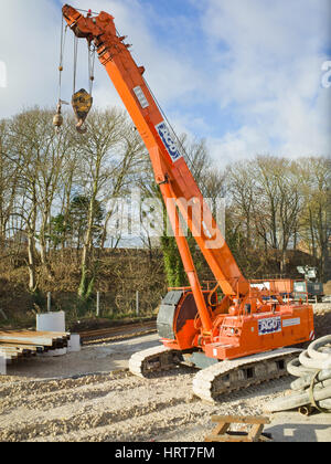 Large Orange Mobile Crawler Crane UK Stock Photo