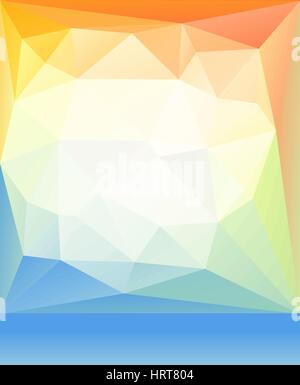 Bright orange blue green spring happy mood low poly background. Abstract vector illustration. Lowpolygonal ambient pastel layout. Stock Vector