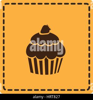 yellow emblem muffin icon Stock Vector