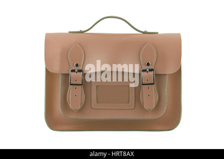 Brown satchel isolated on a white background Stock Photo