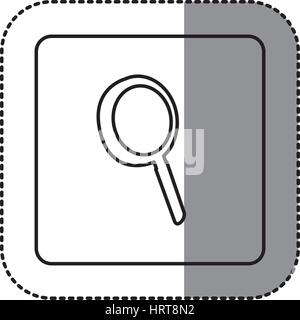 white emblem magnifying glass icon Stock Vector