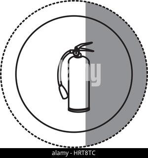 silhouette emblem sticker extinguisher icon Stock Vector