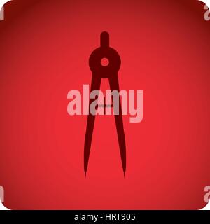 red emblem compass school tools icon Stock Vector