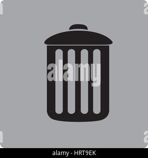 figure emblem metal trash can icon Stock Vector