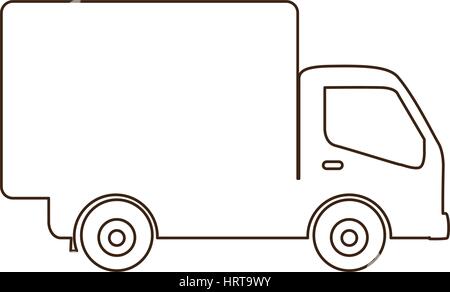 sketch contour transport truck with wagon icon flat Stock Vector
