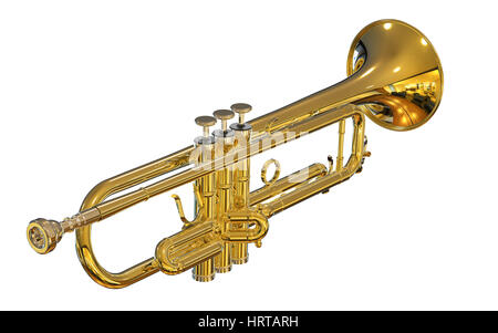 Trumpet isolated on white background 3D rendering Stock Photo