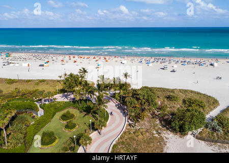 Miami Beach Florida,Atlantic Ocean,Lummus Park,Beachwalk,aerial overhead from above view,FL170302d07 Stock Photo