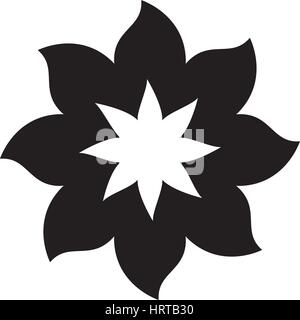 black silhouette with flower of eight petals Stock Vector