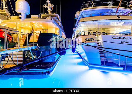 TIVAT, MONTENEGRO - SEPTEMBER 21: These are luxury Yachts in Tivat a famous coastal town best known for its luxury shopping, restaurants and port area Stock Photo