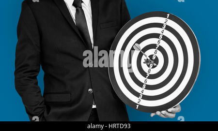 Man Suit Darts Bullseye Concept Stock Photo