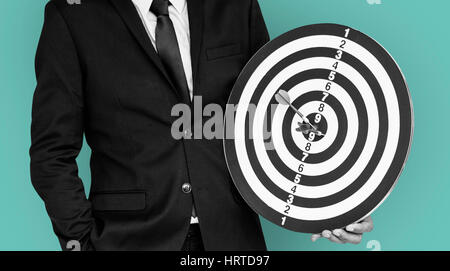 Man Suit Darts Bullseye Concept Stock Photo