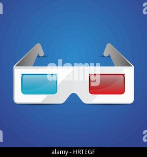 Flat anaglyph 3d glasses vector cinema icon. 3d glasses icon Stock Vector