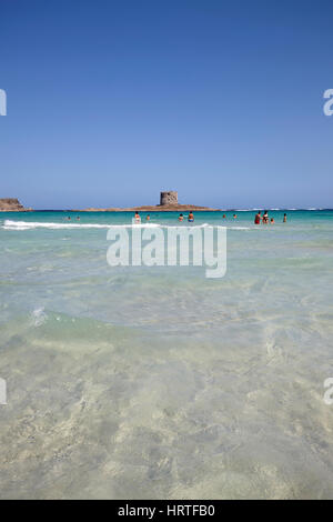 La Pelosa beach and the tower in Stintino, Sardinia, Italy Stock Photo