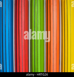colored pencils in wooden packaging Stock Photo