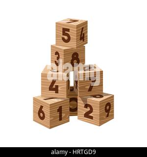 Wooden vector bricks building tower Stock Vector