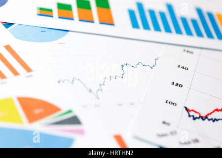 paper sheets with business graphs and charts Stock Photo