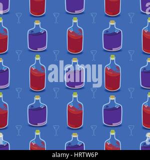 seamless pattern. bottles of booze simple form. concept of entertainment and recreation. illustration. use a smart phone, website, printing, decoratin Stock Vector