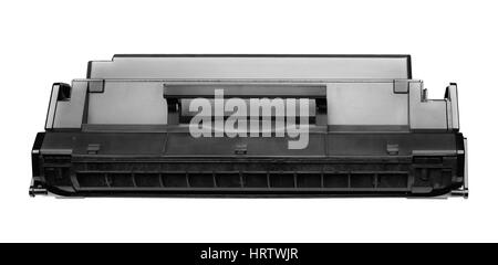 Black cartridge from the laser printer isolated on a white background. Stock Photo