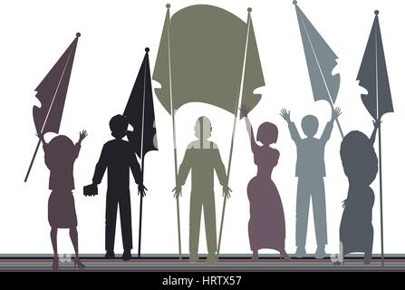 parade. people to the rally. illustration. use a smart phone, website, printing decorating etc Stock Vector