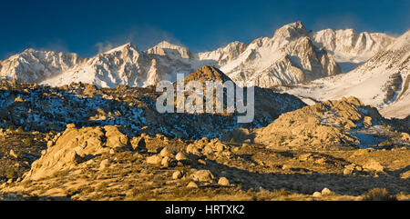 Mt Humphreys in Eastern Sierra Nevada at sunrise over Buttermilk Country area near Bishop, California, USA Stock Photo