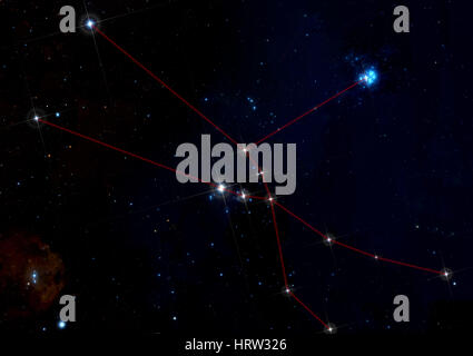 The image illustrate the constellation of Taurus. Stock Photo