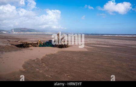 Baglan Bay Power Staation from Crymlyn Burrows near Swansea, South Wales, UK. Stock Photo