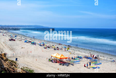 Looking down on Mission Beach on a summer afternoon. Multiple exposure image to create an impressionistic scene. San Diego, California. Stock Photo