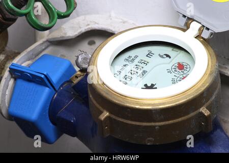 water meter installed in private household Stock Photo