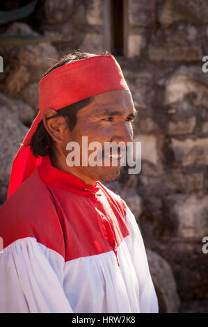 Tarahumara man in traditional clothing; Copper Canyon, Mexico. Stock Photo