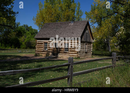 Theodore Roosevelt's Maltese Cross cabin, Theodore Roosevelt National Park, ND, USA Stock Photo