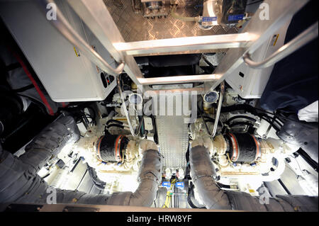 Luxury Yatch Sunseeker Boat engine room Stock Photo