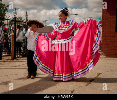 Children at the Little Village Mexican Independence Day Parade on September 9th, 2012, on Chicago's South Side. Stock Photo