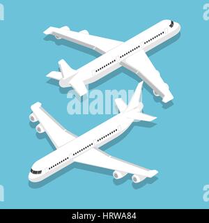 Flat 3d isometric large passenger airplane, air transportation and travel concept Stock Vector