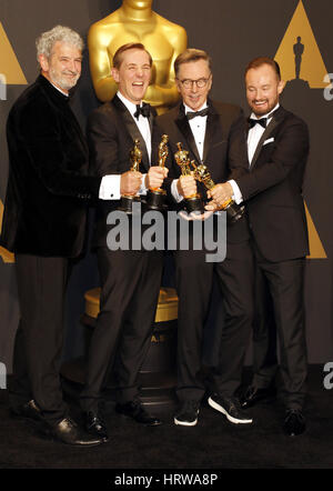 Peter Grace, Robert Mackenzie, Kevin O'Connell and Andy Wright at the 89th Annual Academy Awards - Press Room held at the Loews Hotel in Hollywood. Stock Photo