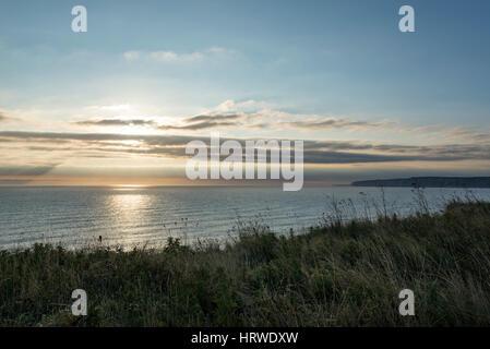 Beautiful morning at Hunmanby sands, Filey bay on the coast of North Yorkshire, England. Stock Photo