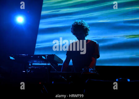 BARCELONA - MAY 26: Boreals (Spanish electronic band) in concert at Apolo stage Primavera Sound 2015 Festival (PS15) on May 26, 2015 in Barcelona, Spa Stock Photo